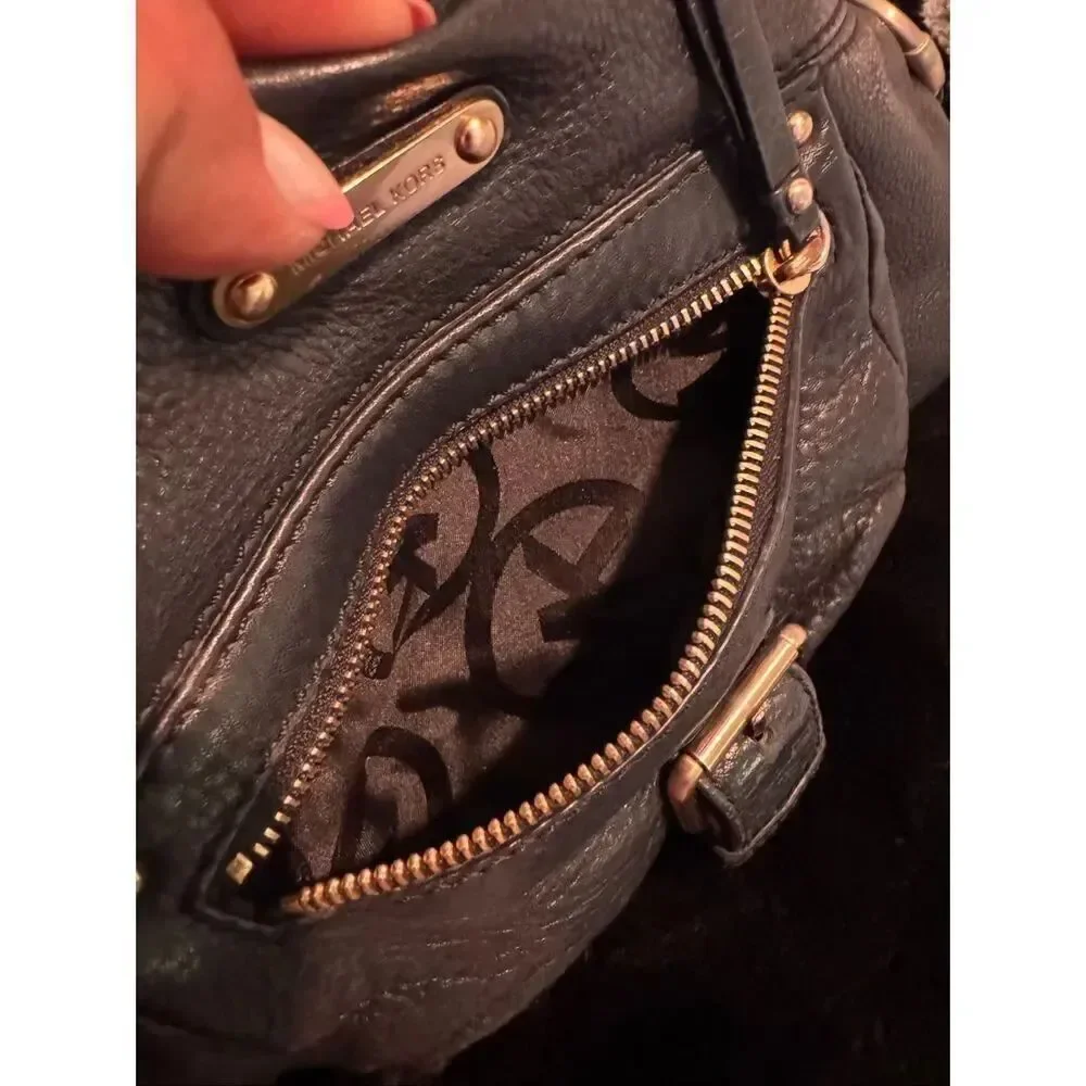 Michael Kors mk grey pebble leather Fulton hobo tote bag/purse/pocketbook